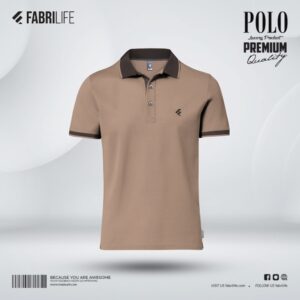 Single Jersey Knitted Cotton Polo - Light Coffee