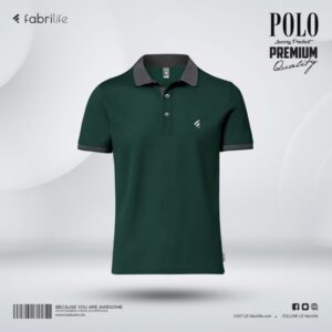 Single Jersey Knitted Cotton Polo - Green